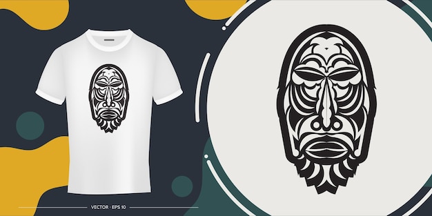 The face of the chief in the form of Maori patterns A readymade template for your print on a Tshirt cup or mobile case Vector