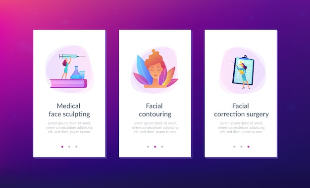 Vector face contouring app interface sjabloon.