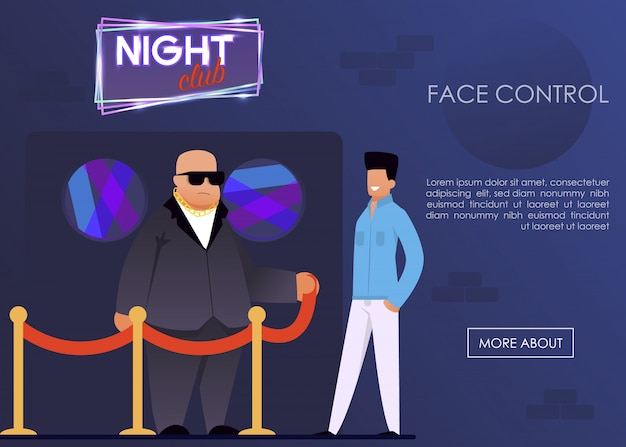 Face control service for night club landing page