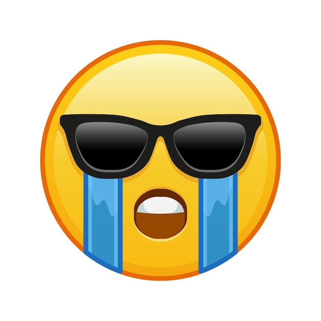 Vector face crying loudly with sunglasses large size of yellow emoji smile