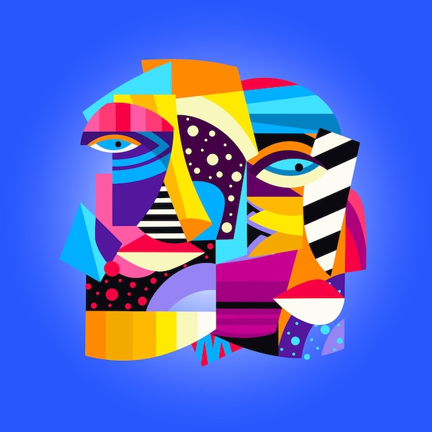 Vector face cubism pattern design illustration