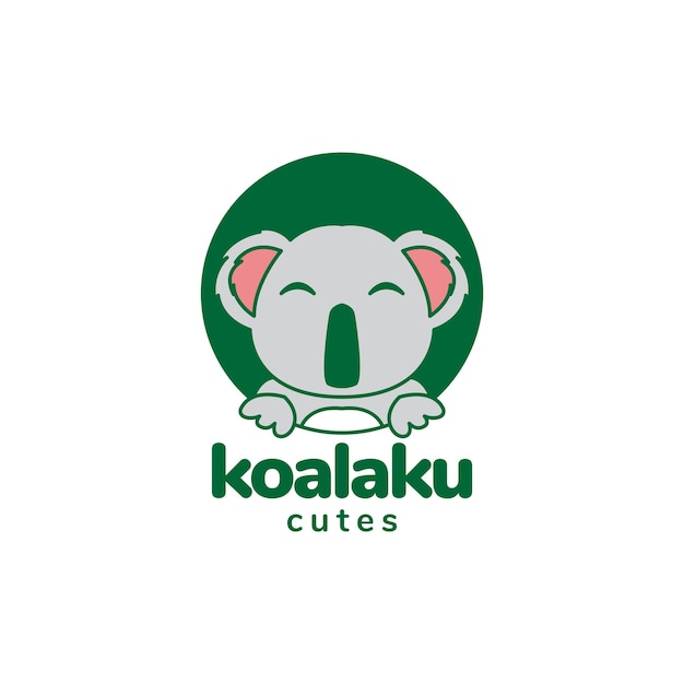 Face cute cartoon koala with green forest logo design vector graphic symbol icon illustration