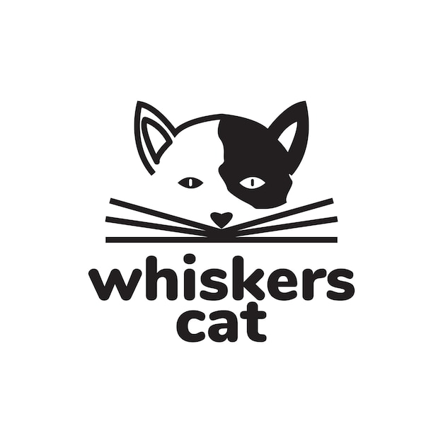 Face cute Cat whiskers logo design vector graphic symbol icon sign illustration creative idea