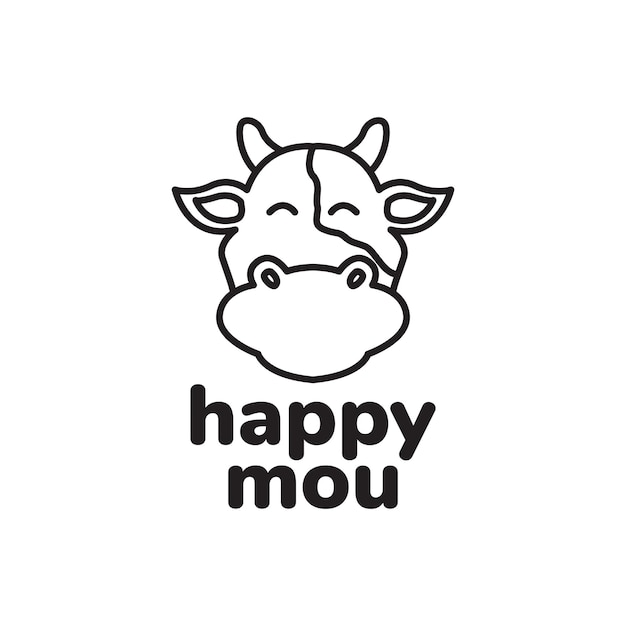 Face cute cow logo design vector graphic symbol icon illustration creative idea