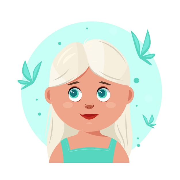 Vector the face of a cute girl. avatar of a young girl. portrait. vector flat illustration