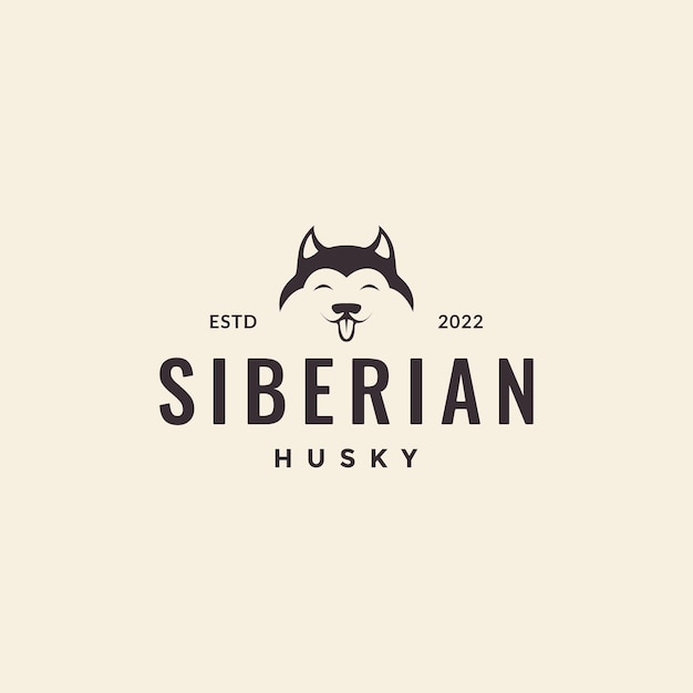 Face cute hipster dog siberian husky logo