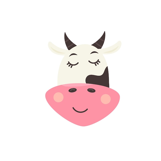 Face cute sleeping cow