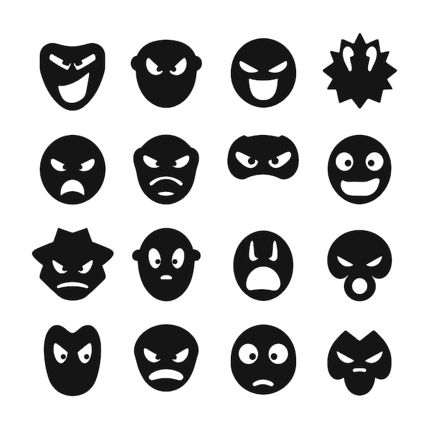 Vector face emotion icon silhouette vector eps editable file