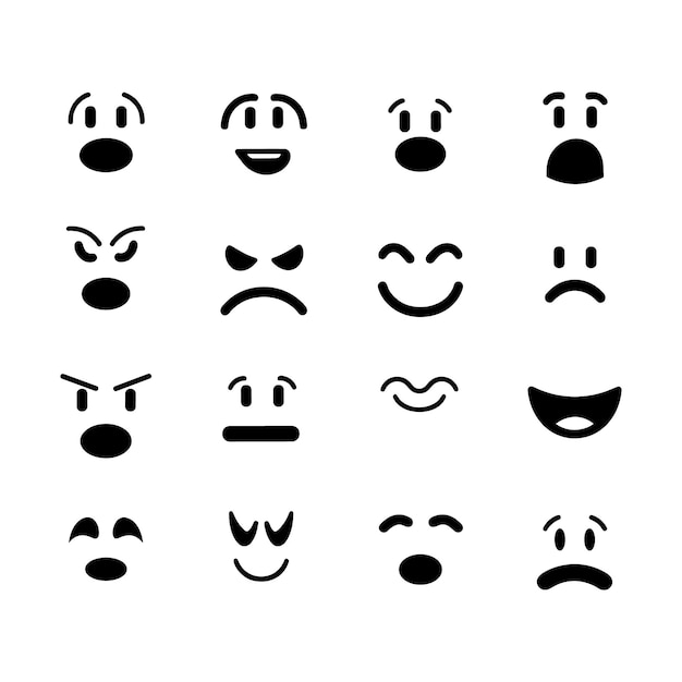 Силуэт иконки эмоций лица, векторный редактируемый файл EPS
