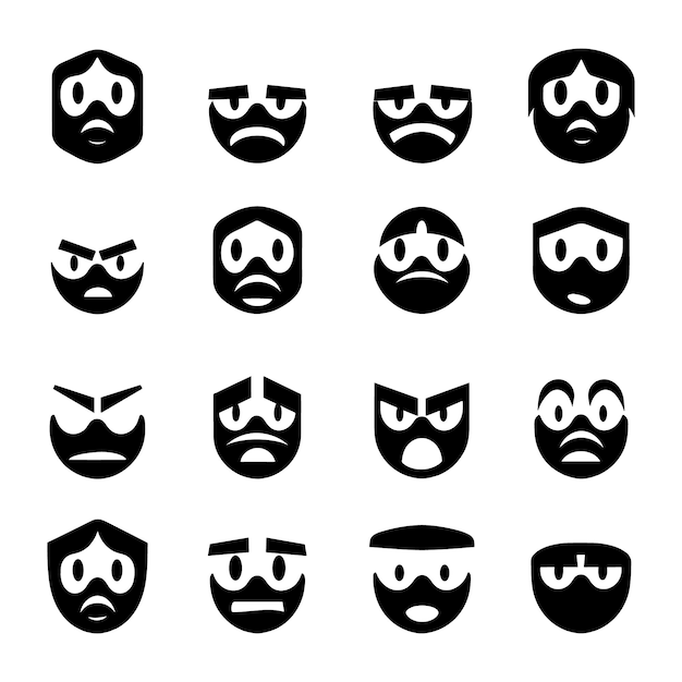 Face emotion icon silhouette vector EPS editable file