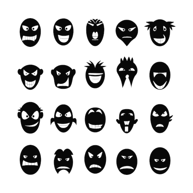 Face emotion icon silhouette vector EPS editable file