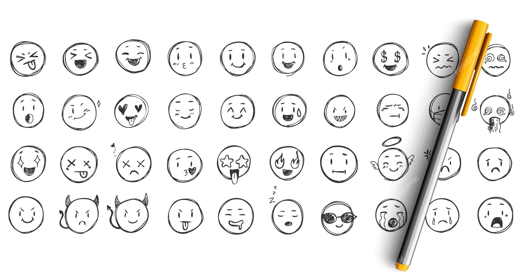 Premium Vector  Laughing face expression funny doodle positive emotion