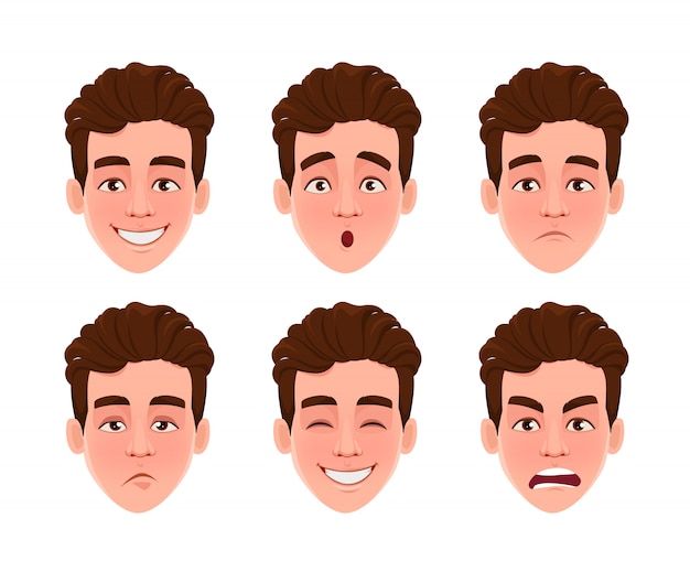 Face expressions of handsome man