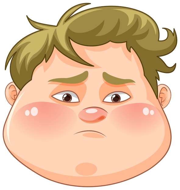 Vector face of fat boy cartoon