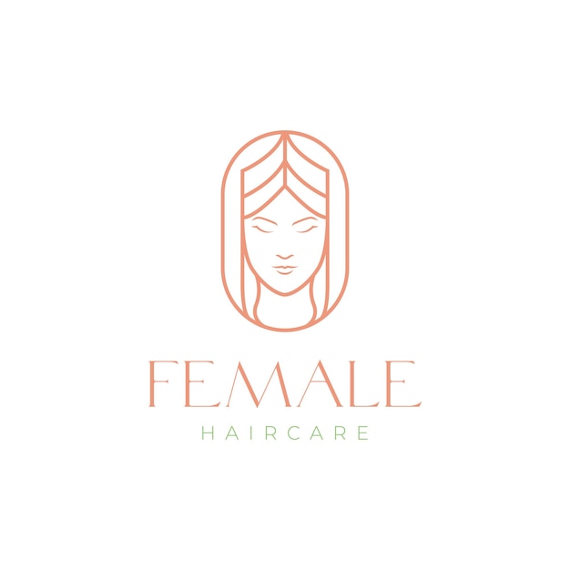 Face female geometric hair logo design