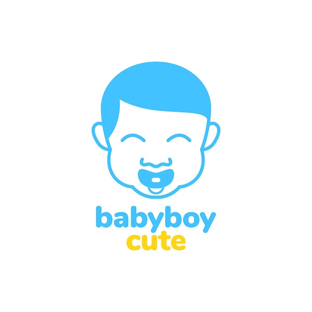 Face head neat hair baby boy pacifier smile happy cute mascot cartoon logo design vector