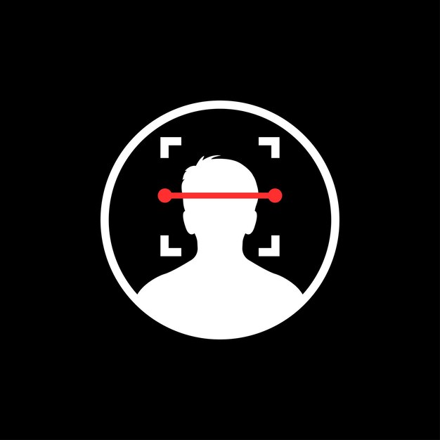 face id scanner icon isolated on black concept of facial scanning like recognize person or futuristic virtual reality access sign flat simple style trend