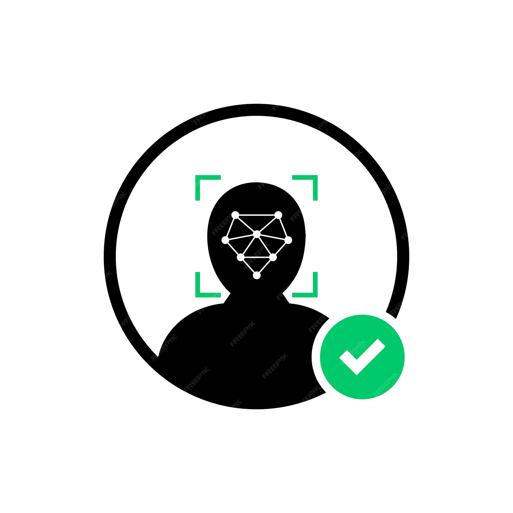 Face id scanner logo with check mark Royalty Free Vector