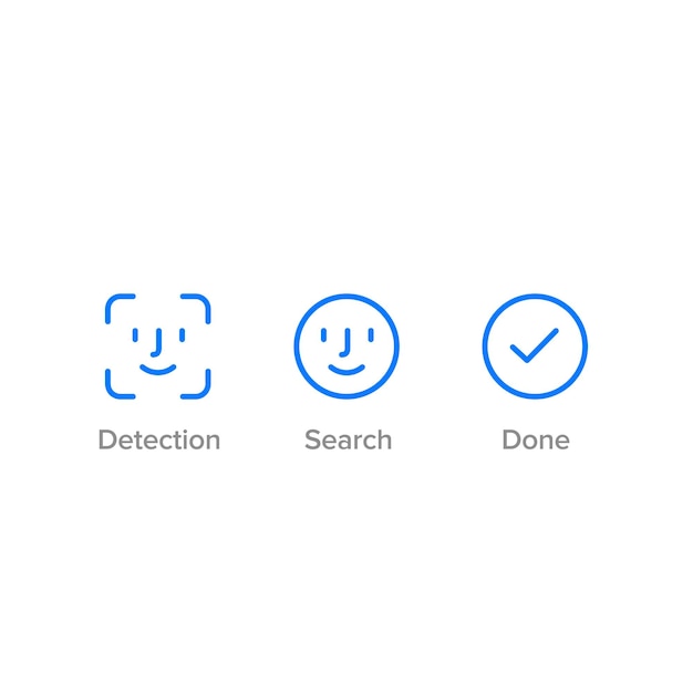 Face ID scanning process vector icons