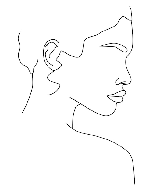 Vector the face is a line portrait by line