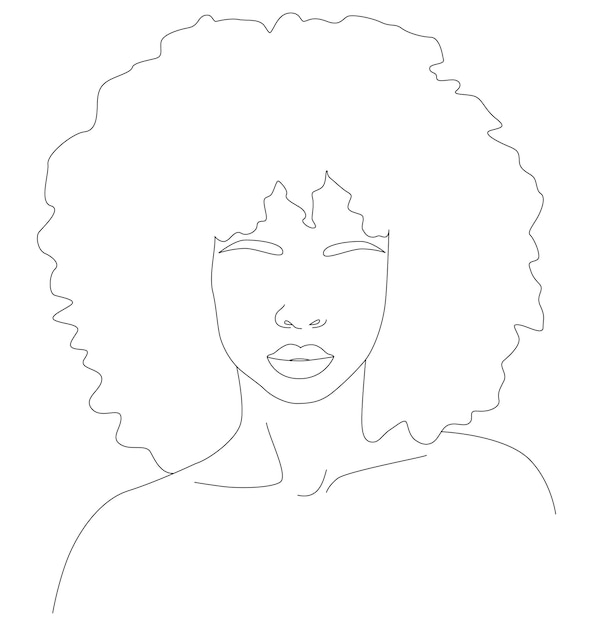 The face is one line an african woman in a traditional headdress