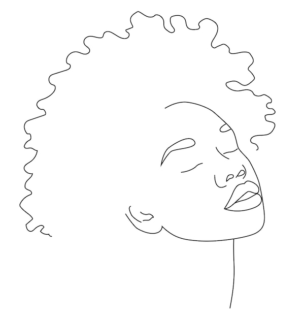 The face is one line An African woman in a traditional headdress