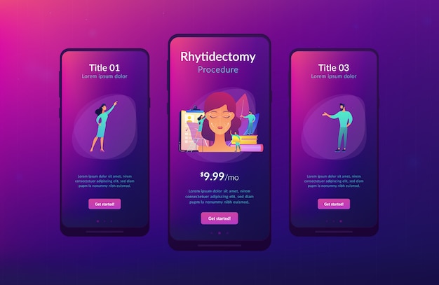 Face lifting app interface template.