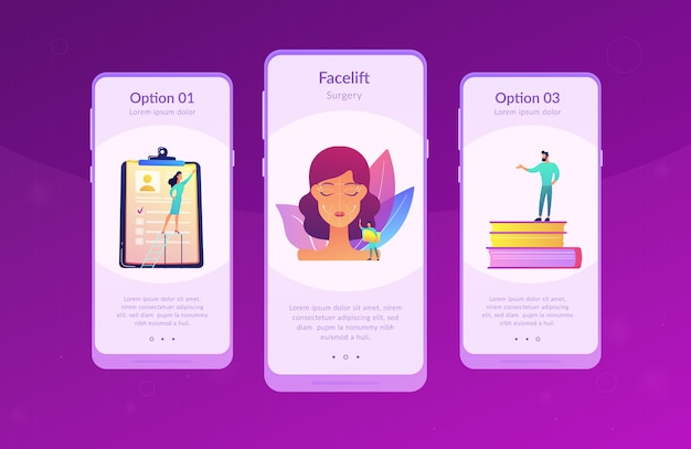 Vector face lifting app interface template.