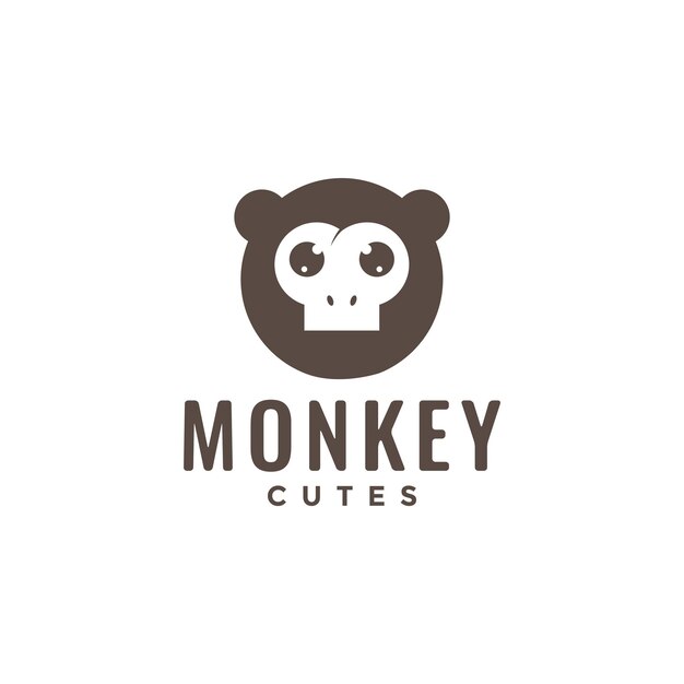 Face little monkey cute logo design vector graphic symbol icon illustration creative idea