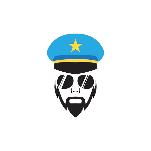 Vector face man police sheriff with beard and hat logo design vector graphic symbol icon sign illustration