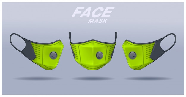 Vector face mask design template, dust protection & breathing medical respiratory.