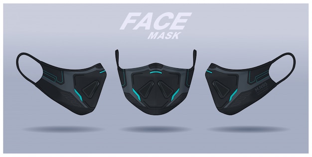 Face mask design template, dust protection & breathing medical respiratory.
