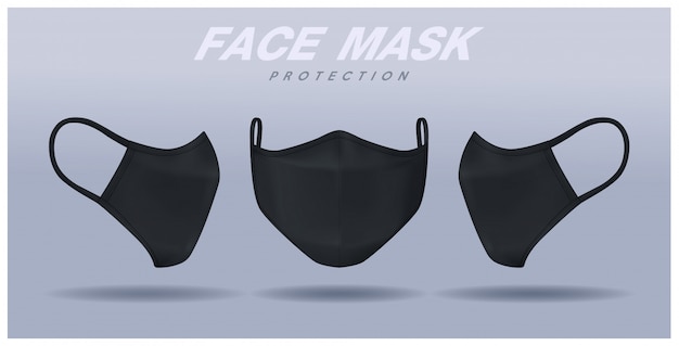 얼굴 마스크 디자인 템플릿, 먼지 보호 및 호흡 의료 호흡기.