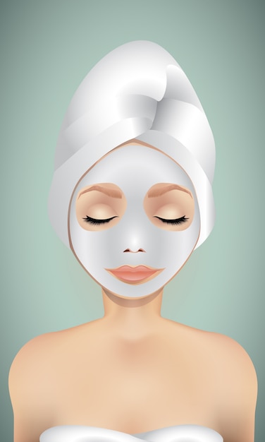 Vettore maschera per il viso, cura del viso. illustrazione per cosmetici