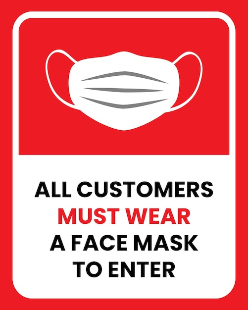 Vector face mask required sign