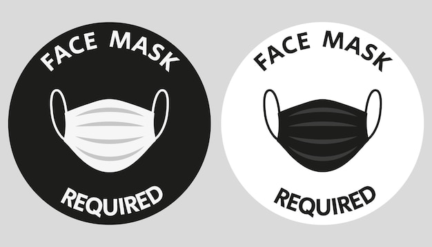 Vector face mask required stickers