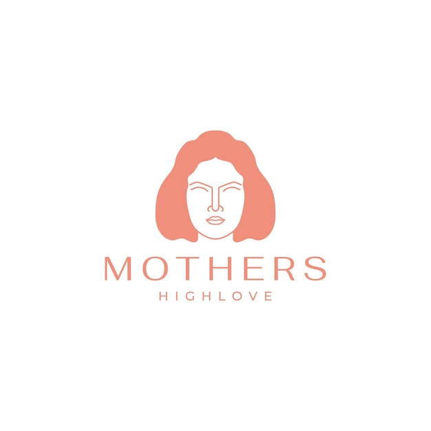 Face mother short hair logo design