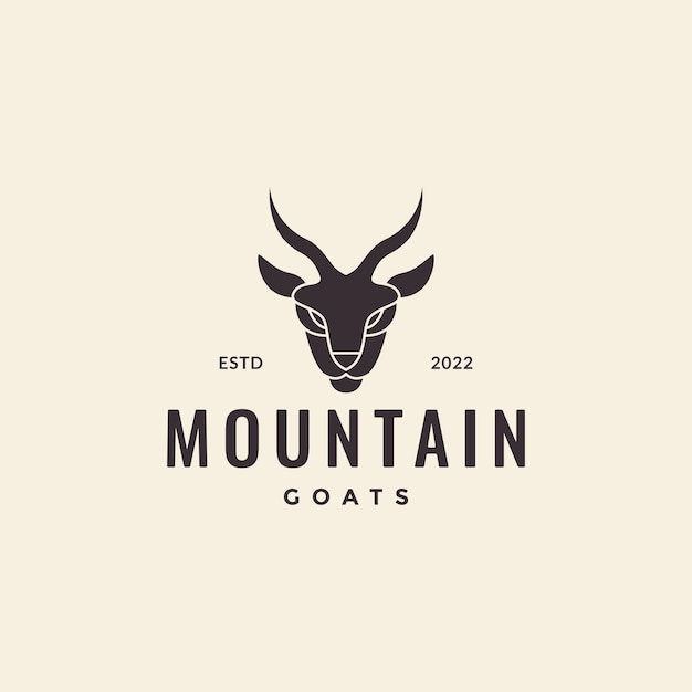 Vector face mountain goat vintage logo design