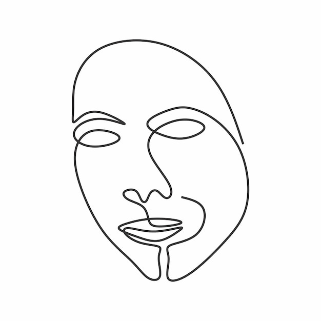 face natural beautiful woman continous single line art