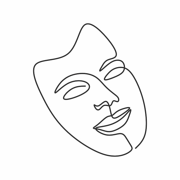 face natural beautiful woman continous single line art