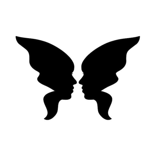 나비 날개 모양의 여성의 얼굴