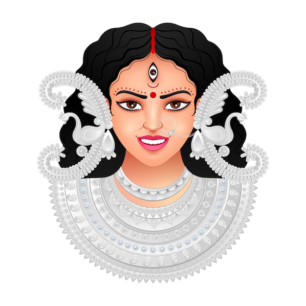 女神ドゥルガー ハッピーの顔、ドゥルガー プジャ祭 dussehra と navratri