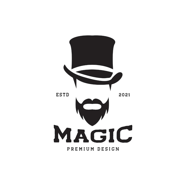 Face old man with hat magic logo symbol icon vector graphic design illustration idea creative