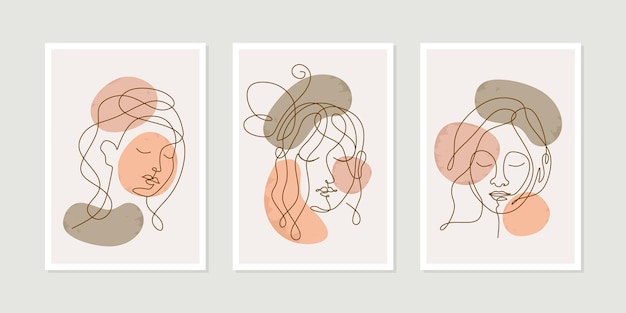 Affronta un disegno artistico con un set di poster di bellezza donna