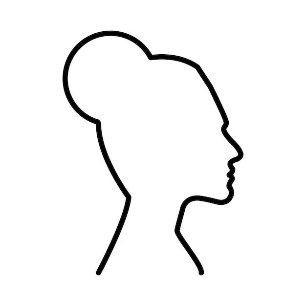 Face outline of female or woman human head profile silhouette vector icon in a glyph illustration