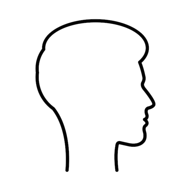 Face outline of male or man human head profile silhouette vector icon in a glyph illustration