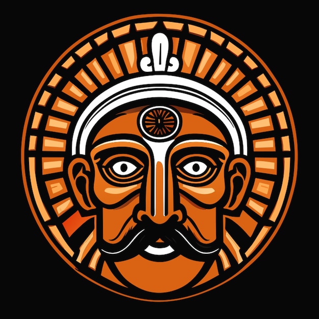 Vector face of the people of the indus valley civilization tshirt design style black background vector