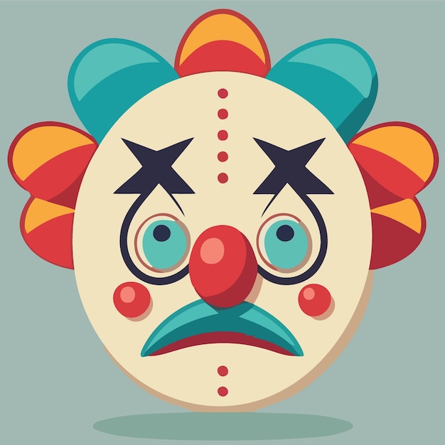 Vector face of person in clown costume