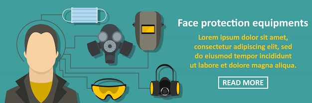 Face protection equipments banner horizontal concept