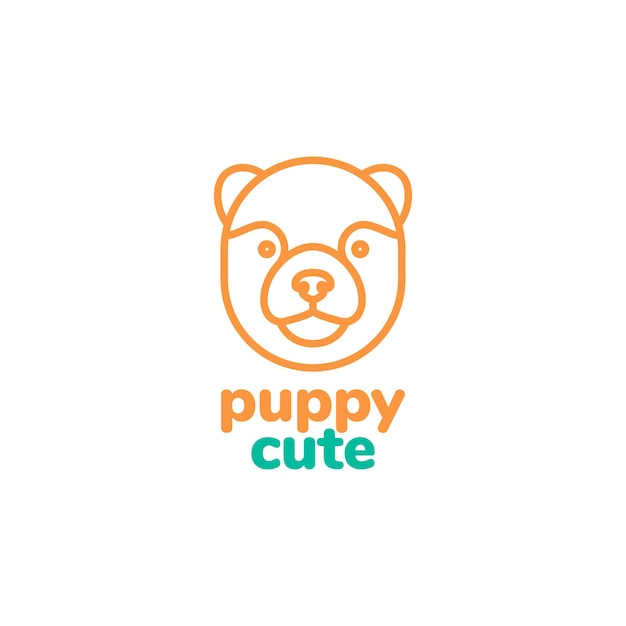 Face puppy dog pets cute line mascot logo design vector